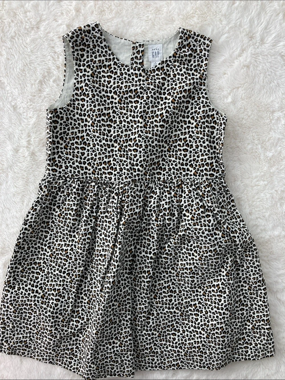 SALE! 50% Off GAP Girls' Leopard Print Sleeveless Corduroy/Velvet Dress Size 5
